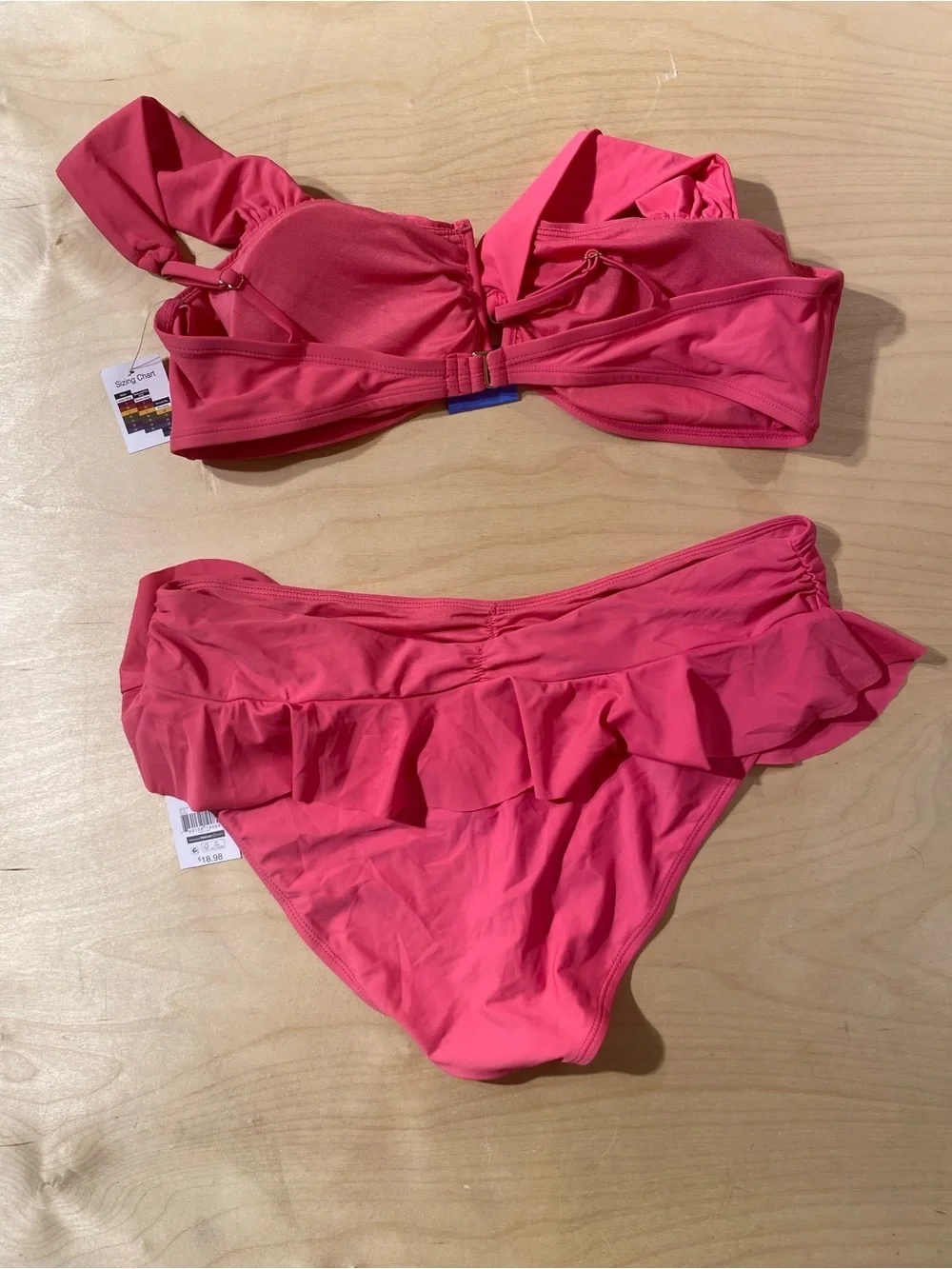 Time and Tru Hot Pink Ruffle Bikini Set XL (16-18) (RF) - Picture 7 of 7